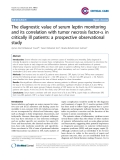 Báo cáo y học: " The diagnostic value of serum leptin monitoring and its correlation with tumor necrosis factor-a in critically ill patients: a prospective observational study"