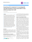 Báo cáo y học: " Anaemia and its treatment in neurologically critically ill patients: being reasonable is easy without prospective trials"