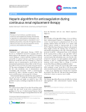 Báo cáo y học: "Heparin algorithm for anticoagulation during continuous renal replacement therapy"