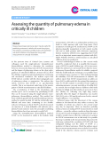 Báo cáo y học: "Assessing the quantity of pulmonary edema in critically ill children"