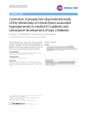 Báo cáo y học: "Correction: A prospective observational study of the relationship of critical illness associated hyperglycaemia in medical ICU patients and subsequent development of type 2 diabetes"