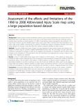 Báo cáo y học: "Assessment of the effects and limitations of the 1998 to 2008 Abbreviated Injury Scale map using a large "