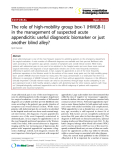 Báo cáo y học: "The role of high-mobility group box-1 (HMGB-1) in the management of suspected acute appendicitis: useful diagnostic biomarker or just another blind alley?"