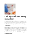 Chế độ ăn tốt cho bà mẹ mang thai