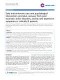 Báo cáo y học: "Early intra-intensive care unit psychological intervention promotes recovery from post traumatic stress disorders, anxiety and depression symptoms in critically ill patients"