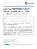 Báo cáo y học: "Usefulness of N-terminal pro-brain natriuretic peptide and C-reactive protein to predict ICU mortality in unselected medical ICU patients: a prospective, observational study"