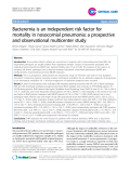 Báo cáo y học: " Endothelial Bacteremia is an independent risk factor for mortality in nosocomial pneumonia: a prospective and observational multicenter study"