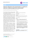 Báo cáo y học: "Endothelial Selective digestive decontamination is superior to selective oropharyngeal decontamination"