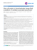 Báo cáo y học: "Clara cell protein in bronchoalveolar lavage fluid: a predictor of ventilator-associated pneumonia"