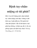 Bệnh tay-chânmiệng có tái phát?