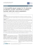 Báo cáo sinh học: "A microsatellite-based analysis for the detection of selection on BTA1 and BTA20 in northern Eurasian cattle (Bos taurus) populations"