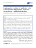 Báo cáo sinh học: "Breeding value prediction for production traits in layer chickens using pedigree or genomic relationships in a reduced animal model"