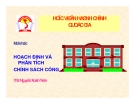 TỔ CHỨC PHÂN TÍCH CHÍNH SÁCH