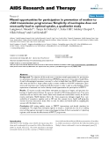 Báo cáo y học: "issed opportunities for participation in prevention of mother to child transmission programmes: Simplicity of nevirapine does not necessarily lead to optimal uptake, a qualitative stud?"