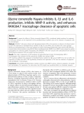 Báo cáo y học: " Glycine tomentella Hayata inhibits IL-1b and IL-6 production, inhibits MMP-9 activity, and enhances RAW264.7 macrophage clearance of apoptotic cells"