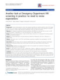 Báo cáo y học: " Another look at Emergency Department HIV screening in practice: no need to revise expectations"