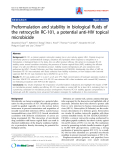 Báo cáo y học: "Preformulation and stability in biological fluids of the retrocyclin RC-101, a potential anti-HIV topical microbicide/;