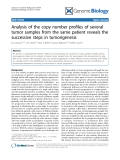 Báo cáo y học: " Analysis of the copy number profiles of several tumor samples from the same patient reveals the successive steps in tumorigenesis"