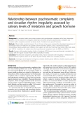 Báo cáo y học: "Relationship between psychosomatic complaints and circadian rhythm irregularity assessed by salivary levels of melatonin and growth hormone"