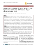 Báo cáo y học: "Indigenous knowledge of medicinal plants used by Saperas community of Khetawas, Jhajjar District, Haryana, India"