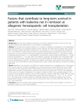 báo cáo khoa học: "Factors that contribute to long-term survival in patients with leukemia not in remission at allogeneic hematopoietic cell transplantation"