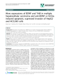 báo cáo khoa học: "More expressions of BDNF and TrkB in multiple hepatocellular carcinoma and anti-BDNF or K252a induced apoptosis, supressed invasion of HepG2 and HCCLM3 cells"