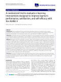 báo cáo khoa học: "A randomized trial to evaluate e-learning interventions designed to improve learner's performance, satisfaction, and self-efficacy with the AGREE II"