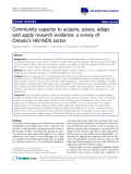 báo cáo khoa học: " Community capacity to acquire, assess, adapt, and apply research evidence: a survey of Ontario’s HIV/AIDS sector"