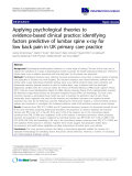 báo cáo khoa học: " Applying psychological theories to evidence-based clinical practice: identifying factors predictive of lumbar spine x-ray for low back pain in UK primary care practice"