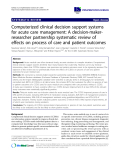 báo cáo khoa học: "care management: A decision-makerresearcher partnership systematic review of effects on process of care and patient outcomes"