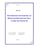 Đề tài " Hoàn thiện hạch toán Doanh thu, xác định kết quả kinh doanh tại Công ty Cổ phần Mai Linh Hà Nội "