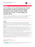 Báo cáo y học: "Low incidence of new biochemical and clinical hypogonadism following hypofractionated stereotactic body radiation therapy (SBRT) monotherapy for low- to intermediate-risk prostate cancer"