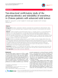 Báo cáo y học: "Two-dose-level confirmatory study of the pharmacokinetics and tolerability of everolimus in Chinese patients with advanced solid tumors"