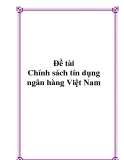 Đề tài "Chính sách tín dụng ngân hàng Việt Nam"