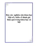 Báo cáo  nghiên cứu khoa học " Một số ý kiến về đánh giá hiệu quả trong khoa học xã hội  "