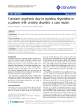 báo cáo khoa học: "Transient psychosis due to painless thyroiditis in a patient with anxiety disorder: a case report"