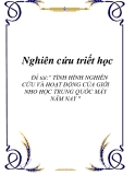 Đề tài:" TÌNH HÌNH NGHIÊN CỨU VÀ HOẠT ĐỘNG CỦA GIỚI NHO HỌC TRUNG QUỐC MẤY NĂM NAY "