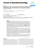 báo cáo khoa học: " Hydrophobic silver nanoparticles trapped in lipid bilayers: Size distribution, bilayer phase behavior, and optical properties"