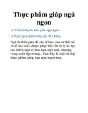 Thực phẩm giúp ngủ ngon