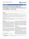 báo cáo khoa học: "Post-bronchoscopy fatal endobronchial hemorrhage in a woman with bronchopulmonary mucormycosis: a case report"