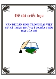 Đề tài triết học " VẤN ĐỀ DÂN SINH TRONG ĐẠI VIỆT SỬ KÝ TOÀN THƯ VÀ Ý NGHĨA THỜI ĐẠI CỦA NÓ "