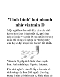 'Tinh binh' bơi nhanh nhờ viatmin D 