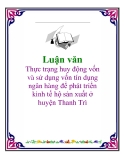 Luận văn "Thực trạng huy động vốn và sử dụng vốn tín dụng ngân hàng để phát triển kinh tế hộ sản xuất ở huyện Thanh Trì"