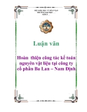 Luận văn: Hoàn  thiện công tác kế toán nguyên vật liệu tại công ty cổ phần Ba Lan – Nam Định