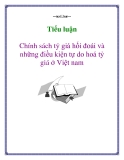 Tiểu luận: Chính sách tỷ giá hối đoái và những điều kiện tự do hoá tỷ giá ở Việt nam