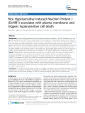 báo cáo khoa học: " Rice Hypersensitive Induced Reaction Protein 1 (OsHIR1) associates with plasma membrane and triggers hypersensitive cell death"