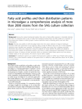 báo cáo khoa học: "Fatty acid profiles and their distribution patterns in microalgae: a comprehensive analysis of more than 2000 strains from the SAG culture collection"