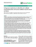 báo cáo khoa học: "  Using transcriptomics to identify and validate novel biomarkers of human skeletal muscle cancer cachexia"