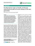 báo cáo khoa học: "  Developmental origins of health and disease: reducing the burden of chronic disease in the next generation"