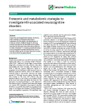 báo cáo khoa học: " Proteomic and metabolomic strategies to investigate HIV-associated neurocognitive disorders"